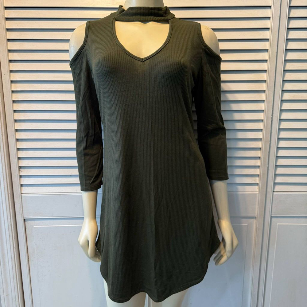 Women's Absolute Angel Dress Size L Green Cold Shoulder